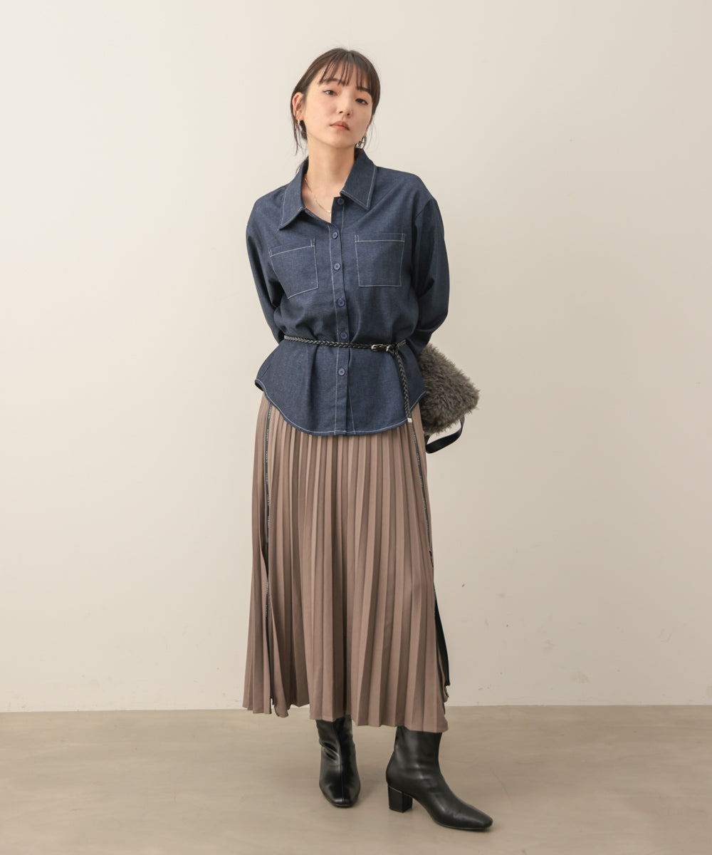 デニム調シャツセットアップ［10/30発送予定］