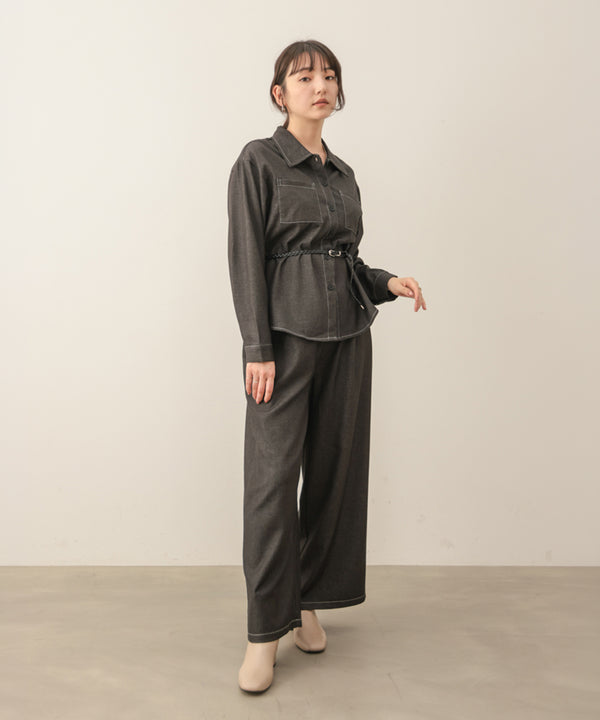 デニム調シャツセットアップ［10/30発送予定］