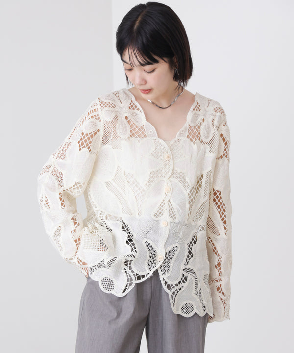 デザインレースカーディガン
