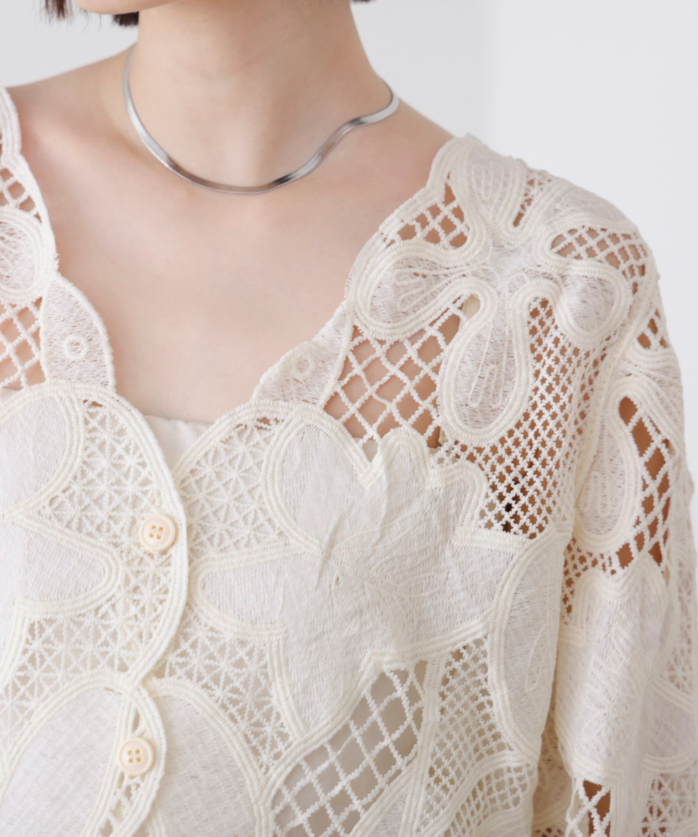 デザインレースカーディガン