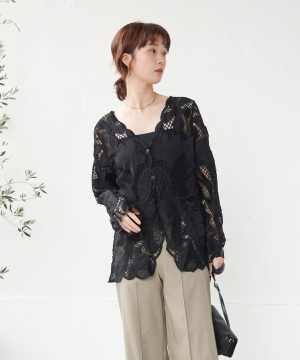 デザインレースカーディガン