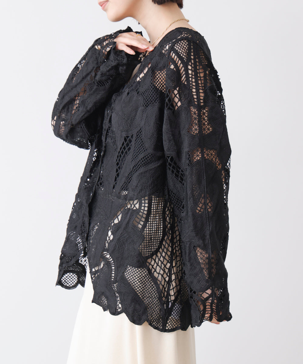 デザインレースカーディガン