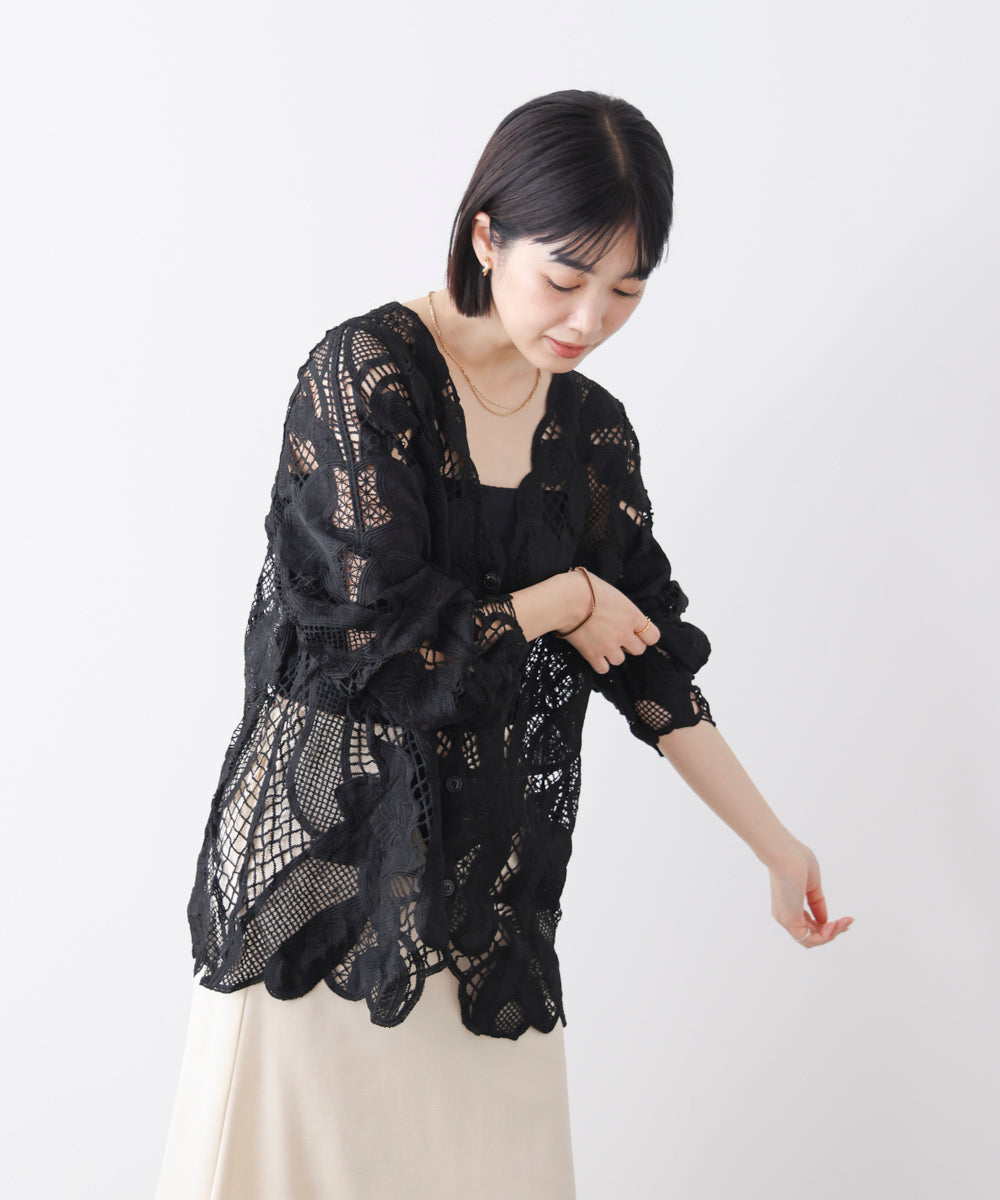 デザインレースカーディガン