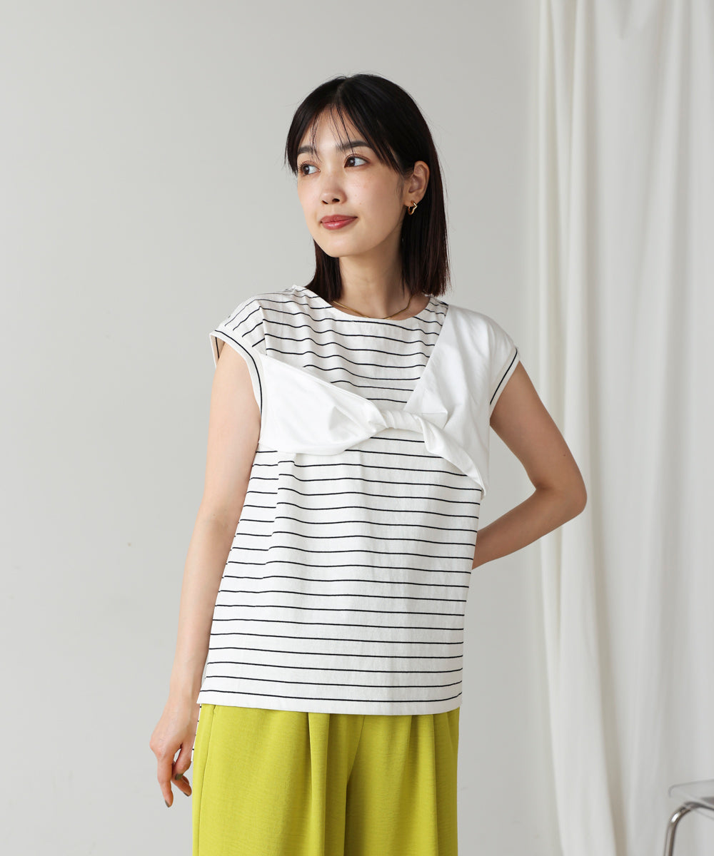 【WEB限定】リボンモチーフボーダーＴシャツ