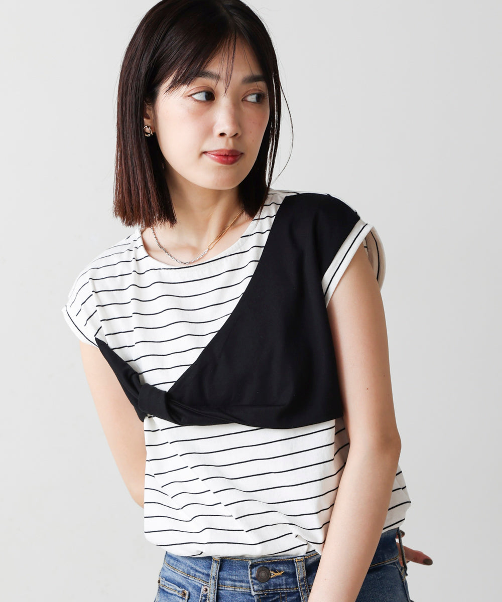 【WEB限定】リボンモチーフボーダーＴシャツ