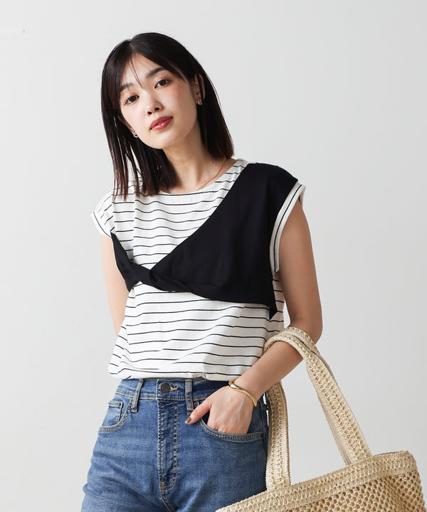 【WEB限定】リボンモチーフボーダーＴシャツ