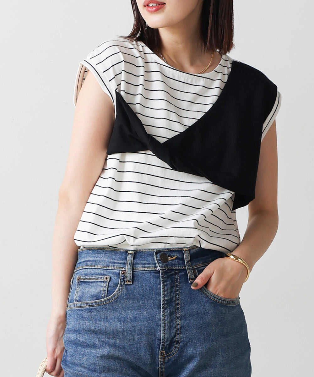 【WEB限定】リボンモチーフボーダーＴシャツ