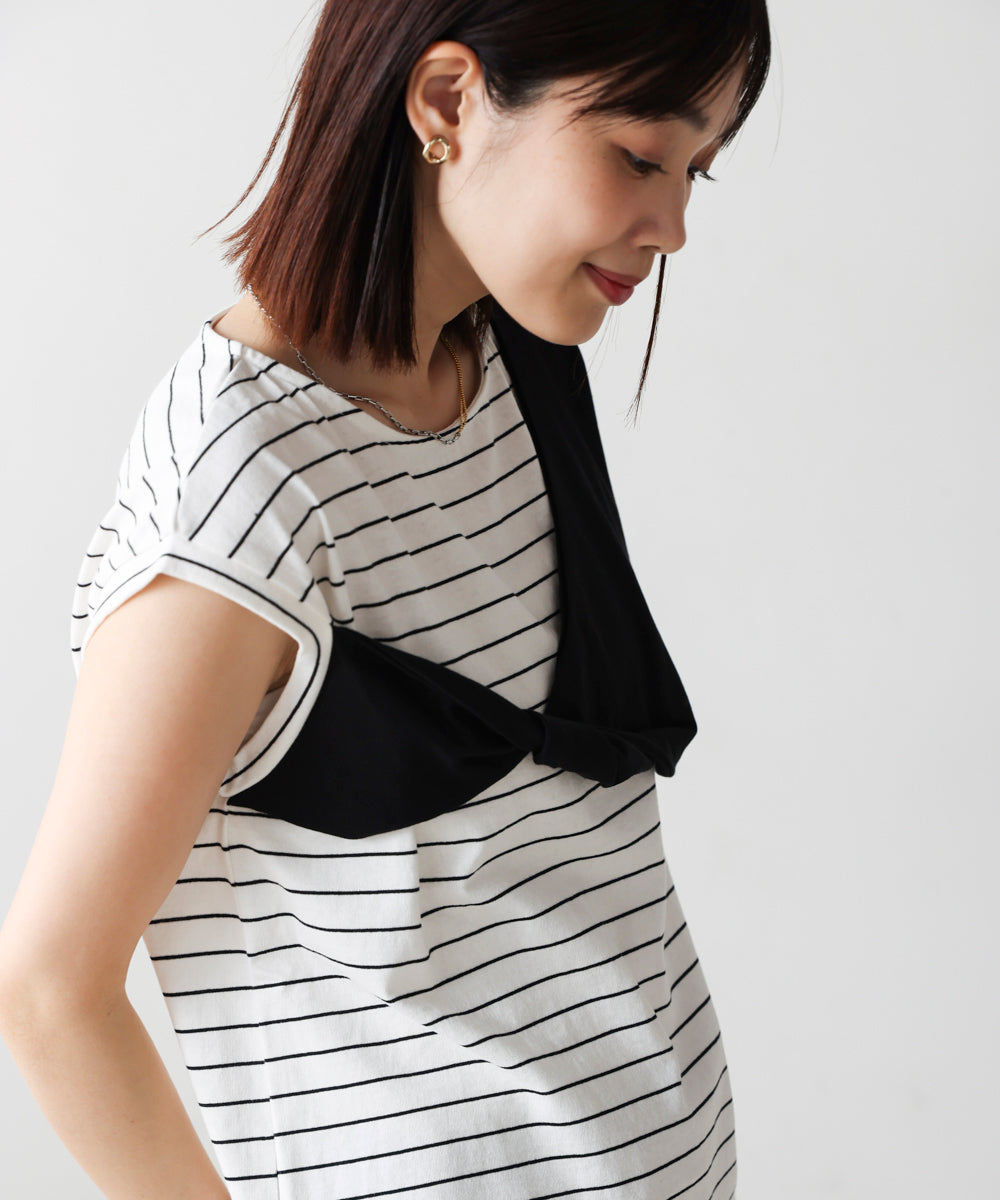 【WEB限定】リボンモチーフボーダーＴシャツ