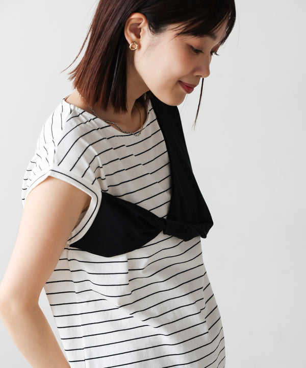 【WEB限定】リボンモチーフボーダーＴシャツ