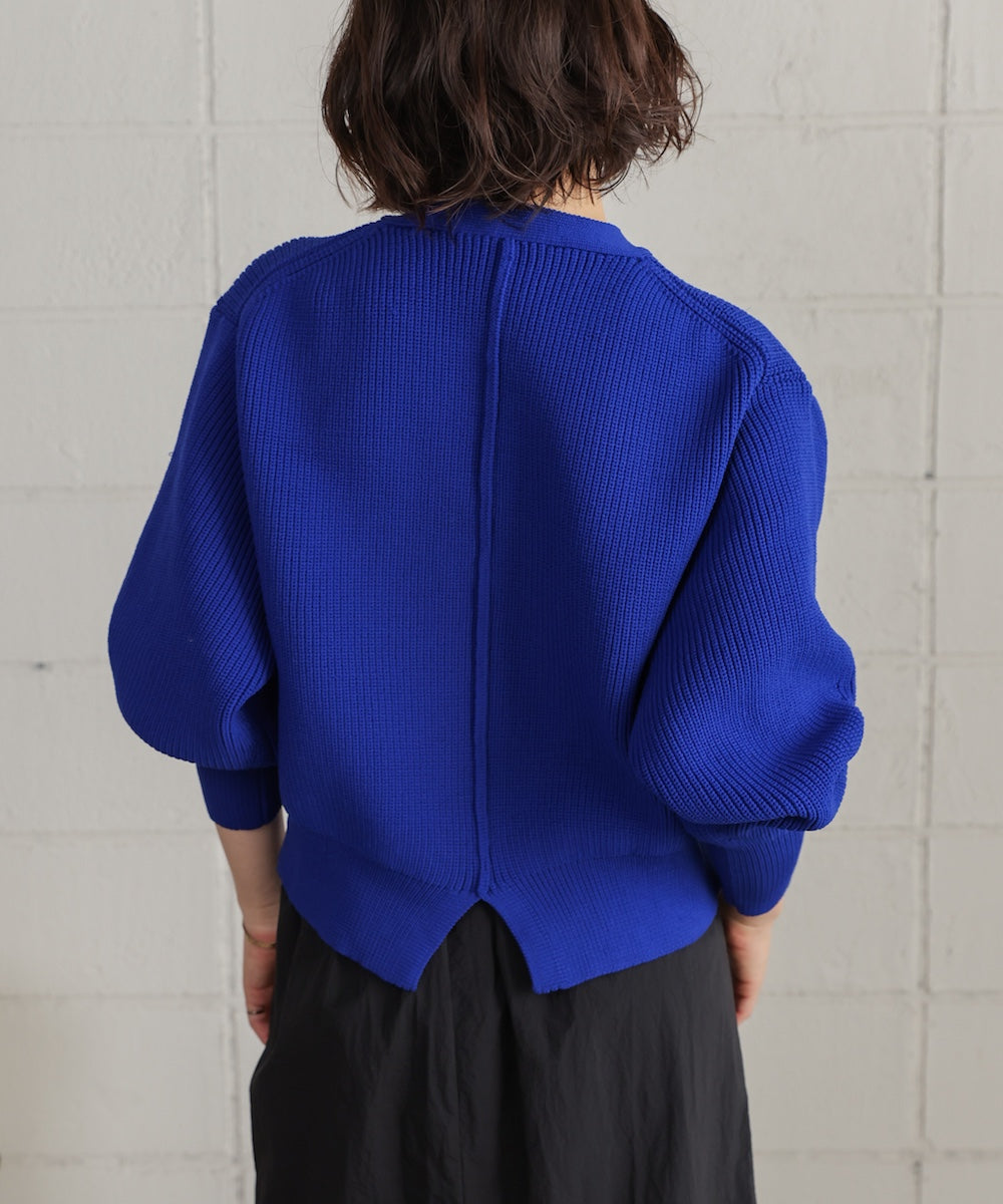 WEB限定】ビッグ釦柄切替カーディガン