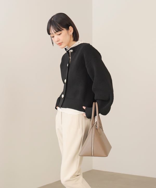 【WEB限定】ビッグ釦柄切替カーディガン