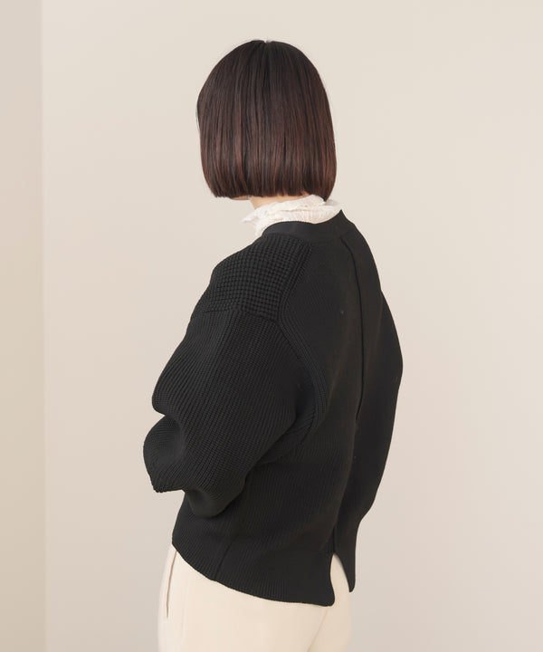 【WEB限定】ビッグ釦柄切替カーディガン