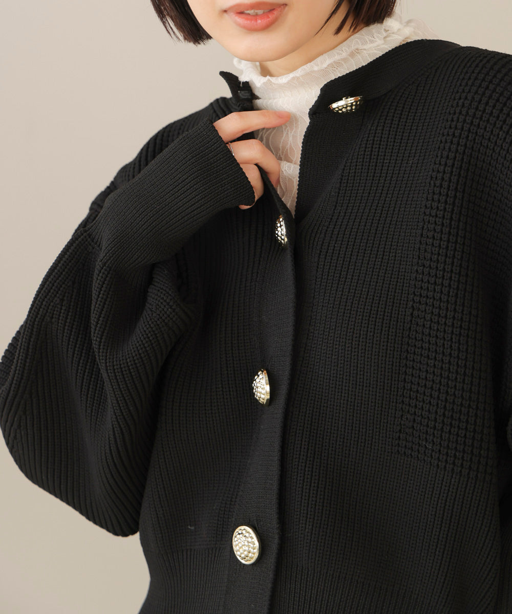 【WEB限定】ビッグ釦柄切替カーディガン