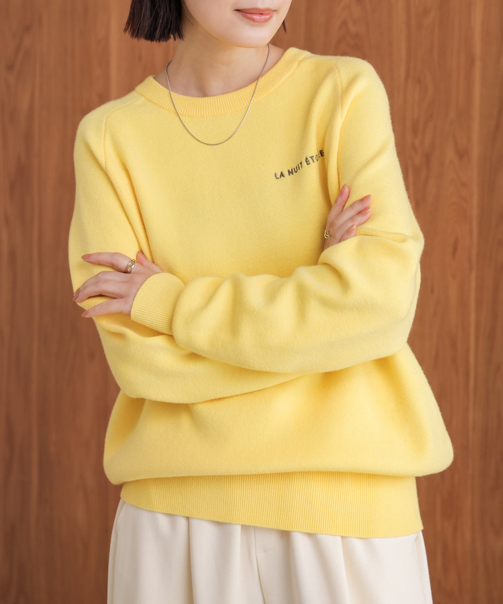 【新色追加・WEB限定】スウエットライク刺しゅうニット［YELLOW/GREENは12/26発送予定］
