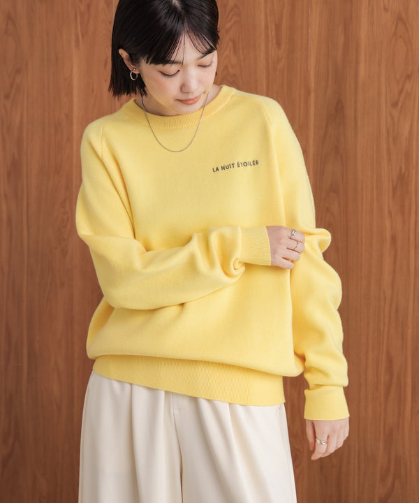 【新色追加・WEB限定】スウエットライク刺しゅうニット［YELLOW/GREENは12/26発送予定］
