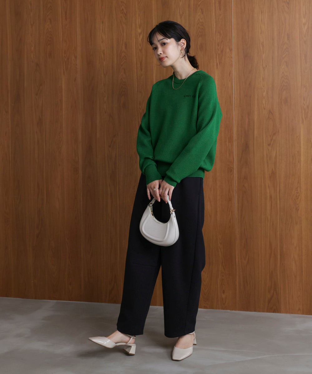 WEB限定】スウエットライク刺しゅうニットプルオーバー