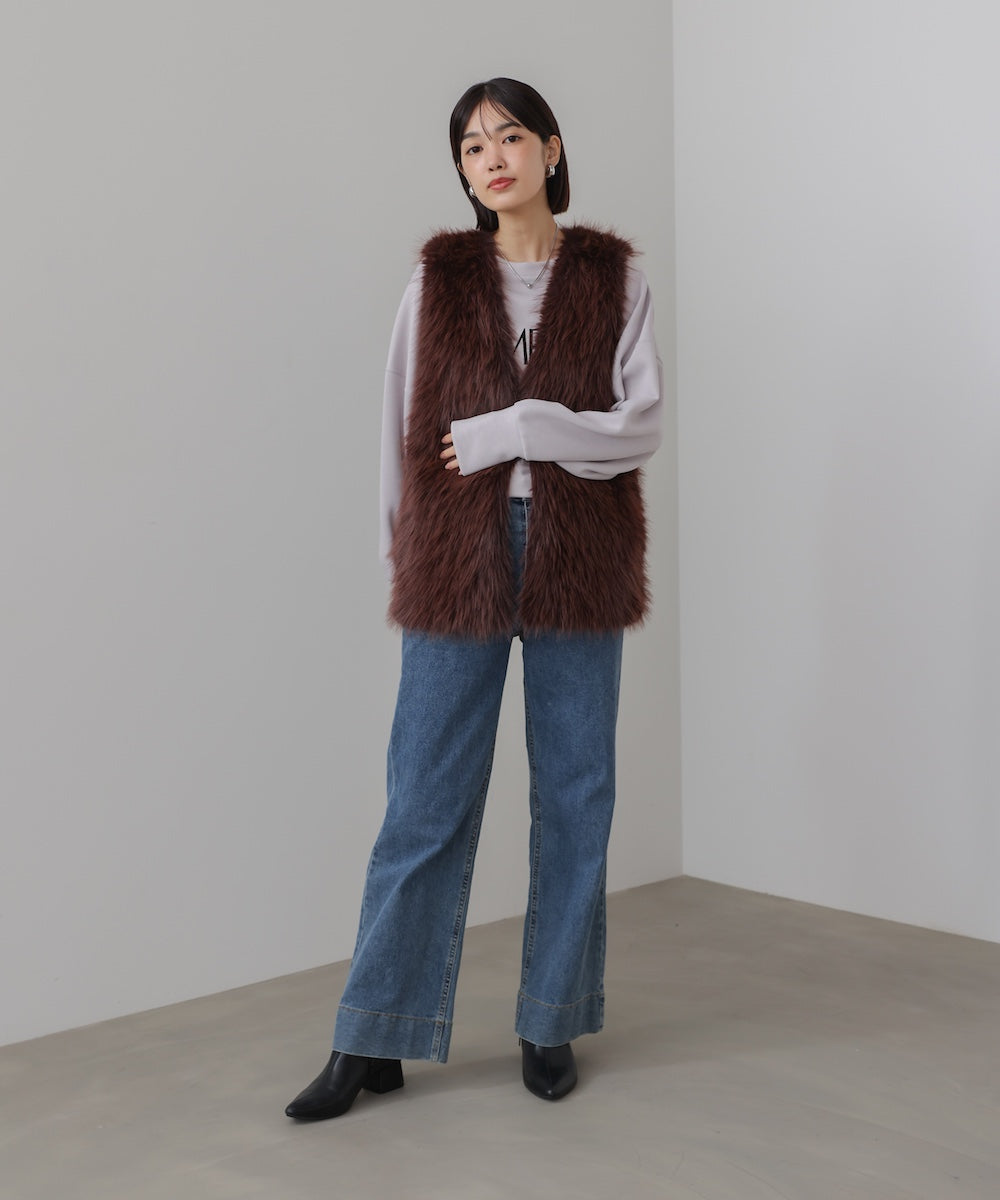 WEB限定】フェイクロングフォックスファーベスト