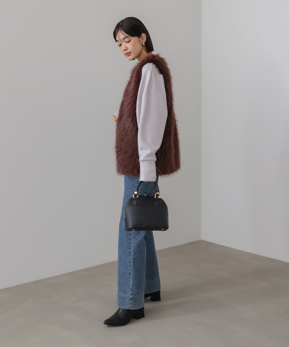 フェイクロングフォックスファーベスト［10/9発送予定］