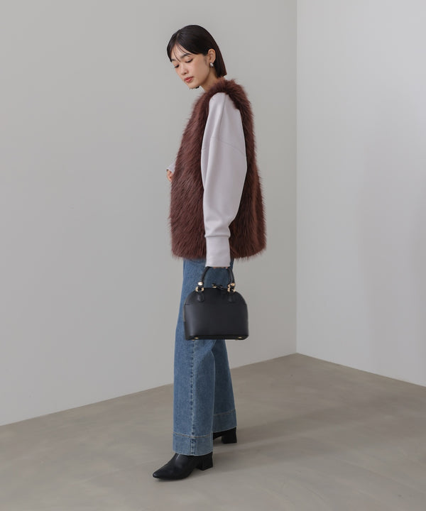 フェイクロングフォックスファーベスト［10/9発送予定］
