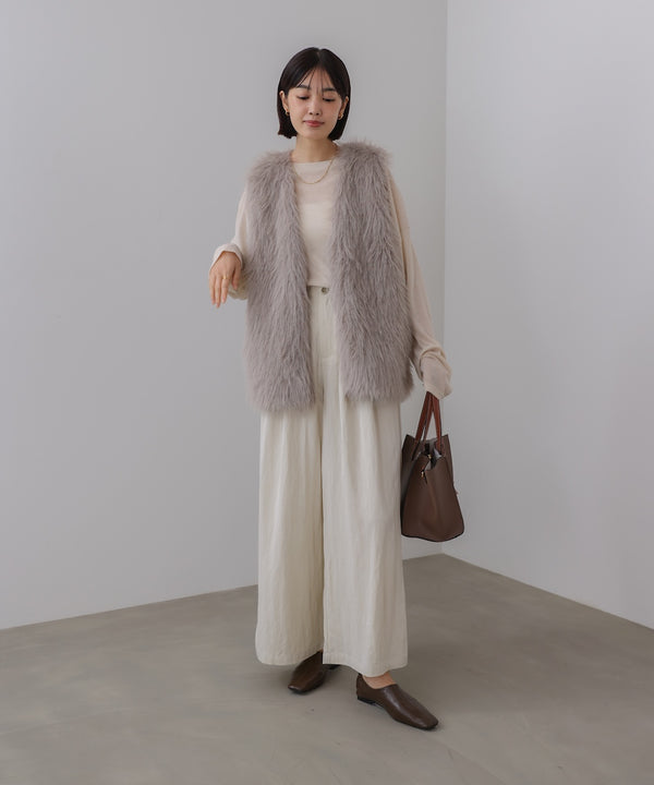 フェイクロングフォックスファーベスト［10/9発送予定］