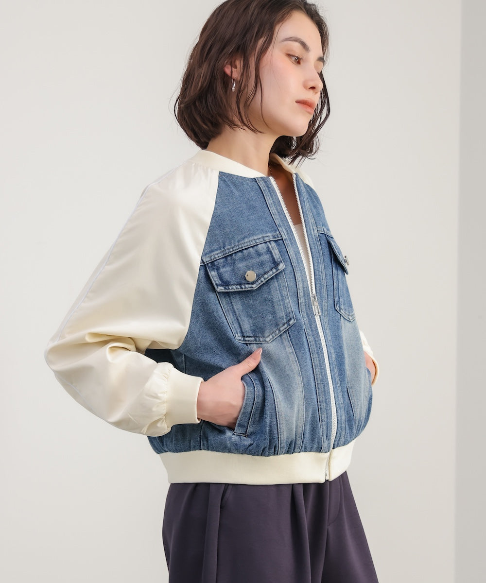 ナイロンデニムドッキングブルゾン