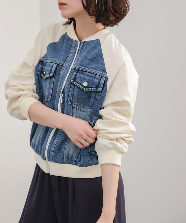 ナイロンデニムドッキングブルゾン