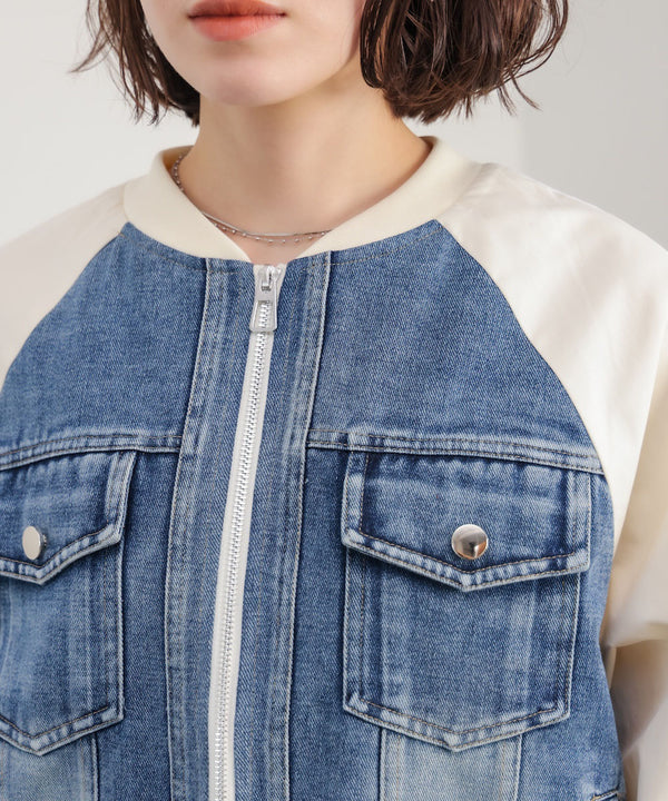 ナイロンデニムドッキングブルゾン
