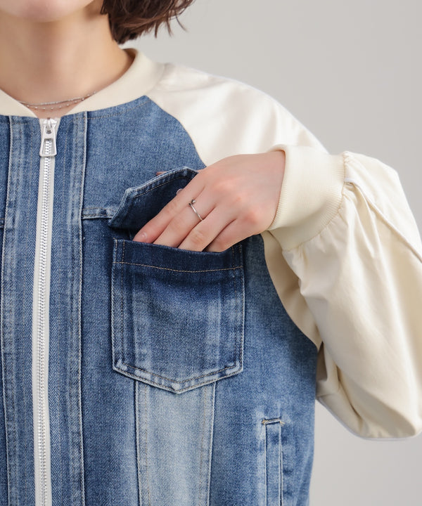 ナイロンデニムドッキングブルゾン