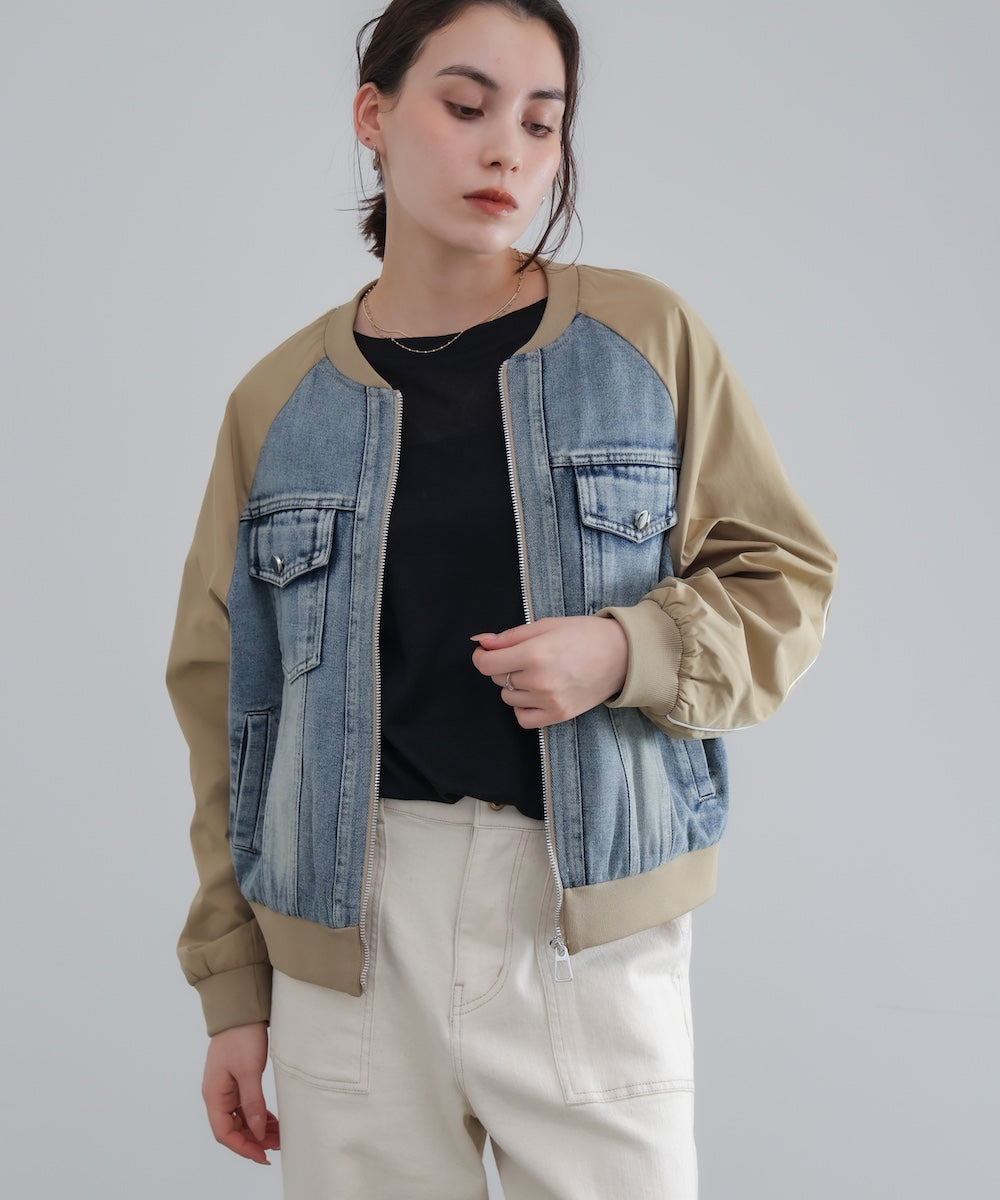 ナイロンデニムドッキングブルゾン