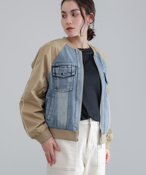 ナイロンデニムドッキングブルゾン