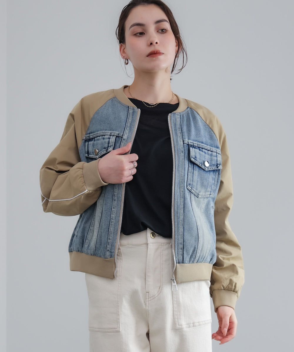 ナイロンデニムドッキングブルゾン