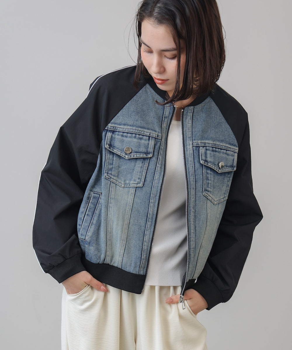 ナイロンデニムドッキングブルゾン