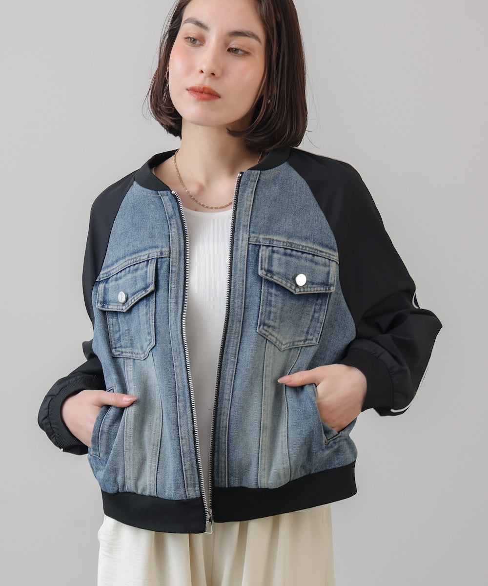 ナイロンデニムドッキングブルゾン
