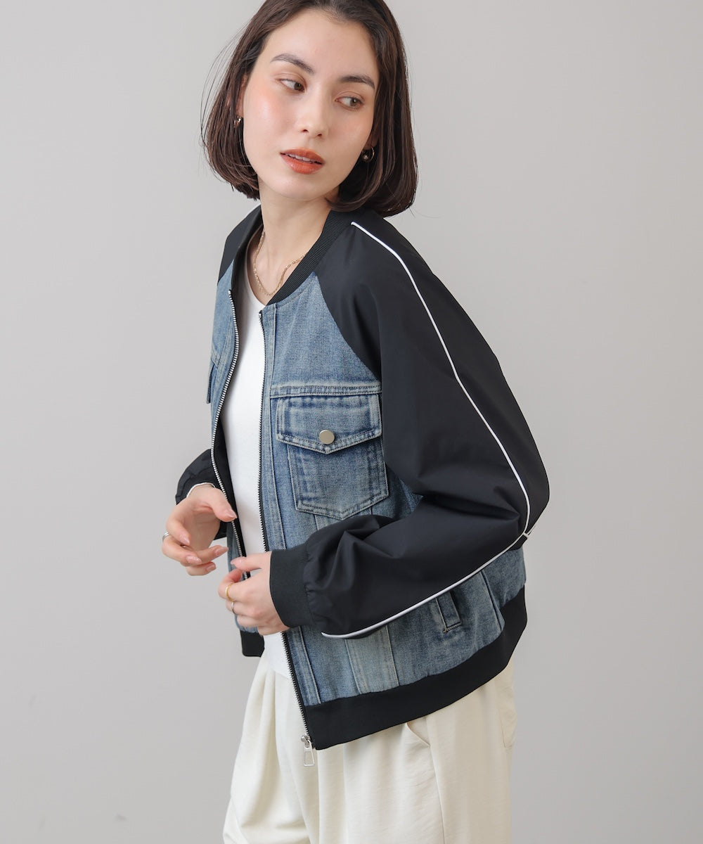 ナイロンデニムドッキングブルゾン