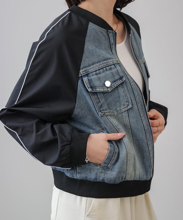 ナイロンデニムドッキングブルゾン