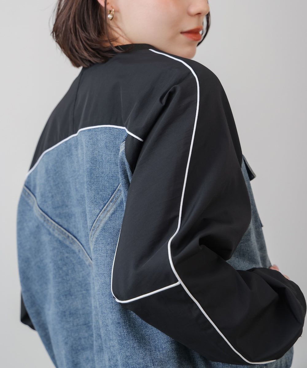 ナイロンデニムドッキングブルゾン