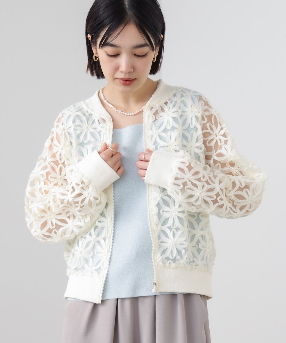 フラワーモチーフブルゾン［3/18発送予定］