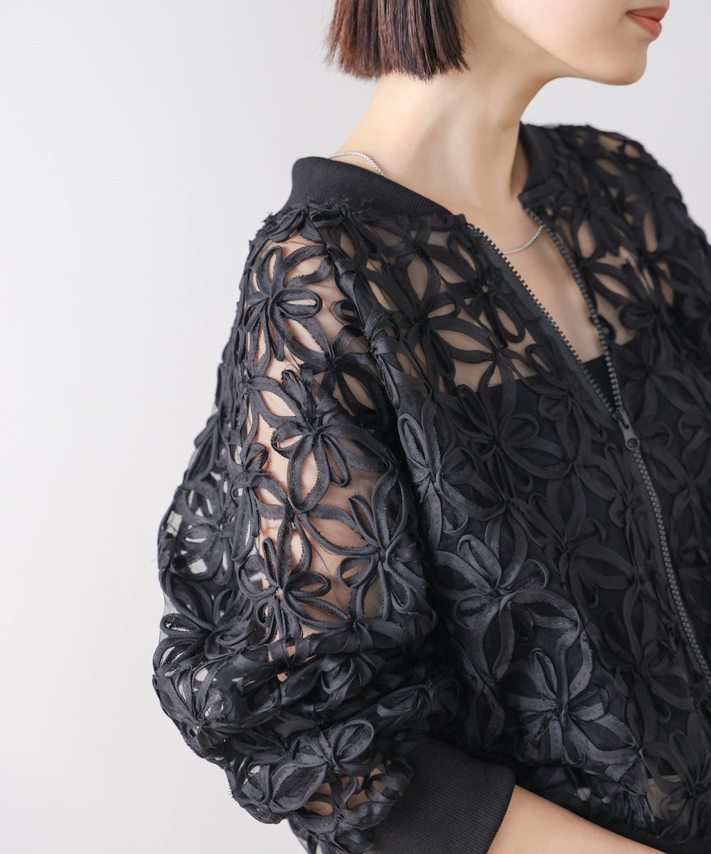 フラワーモチーフブルゾン［3/18発送予定］