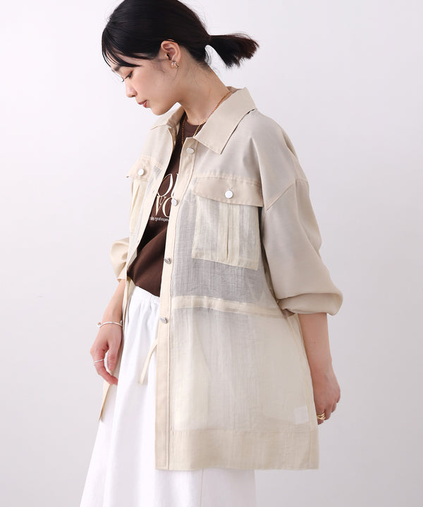 マットシアー異素材サファリブルゾン