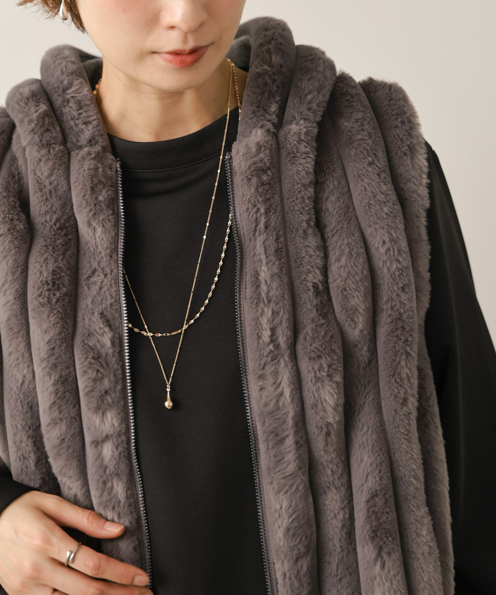 ストライプステッチファーベスト［10/9発送予定］
