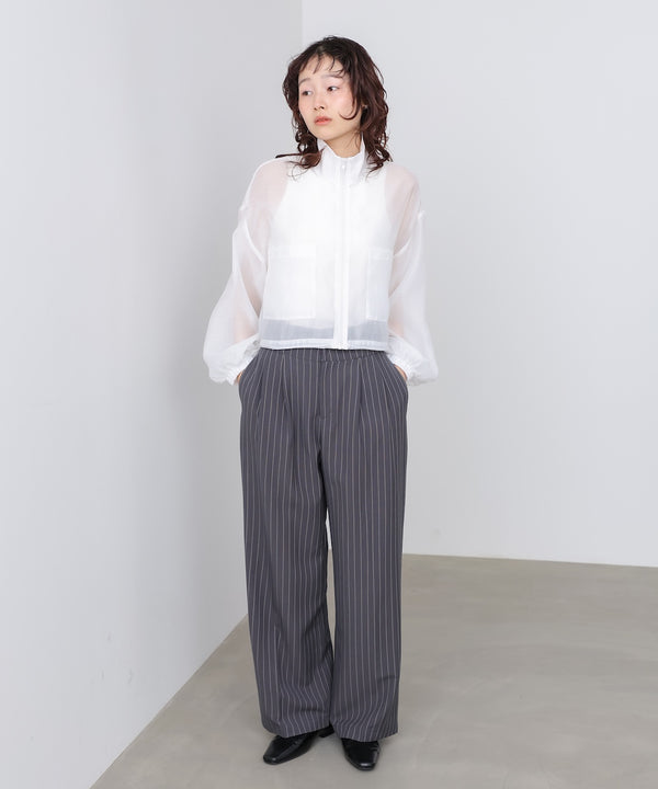 スタンド襟シアーブルゾン