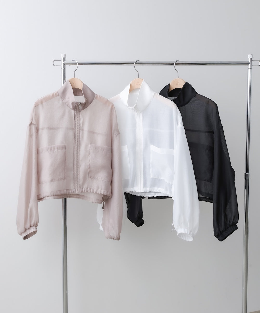 スタンド襟シアーブルゾン