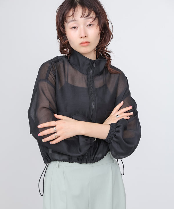 スタンド襟シアーブルゾン