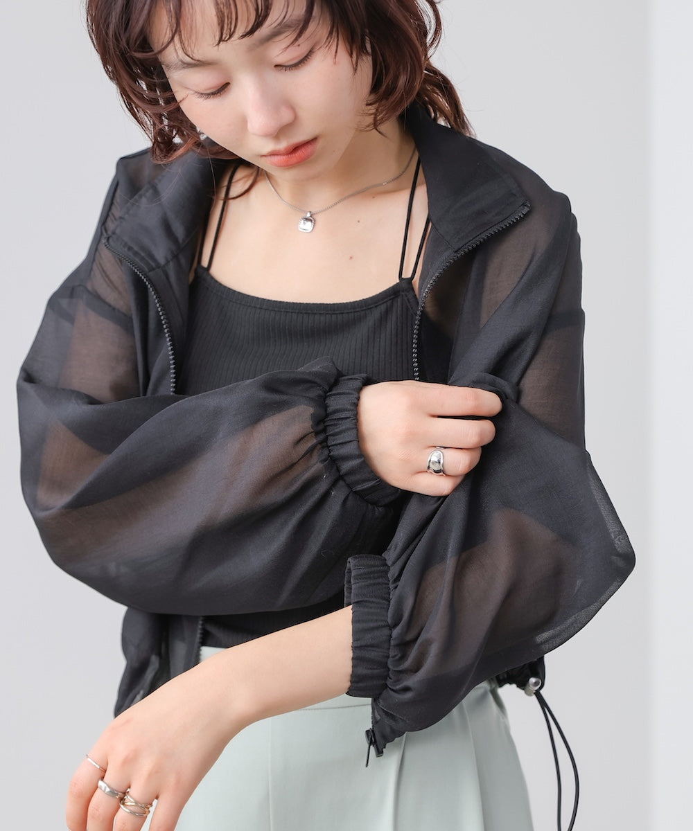 スタンド襟シアーブルゾン