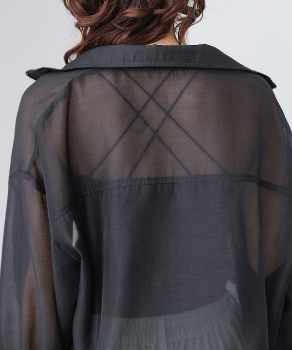 スタンド襟シアーブルゾン