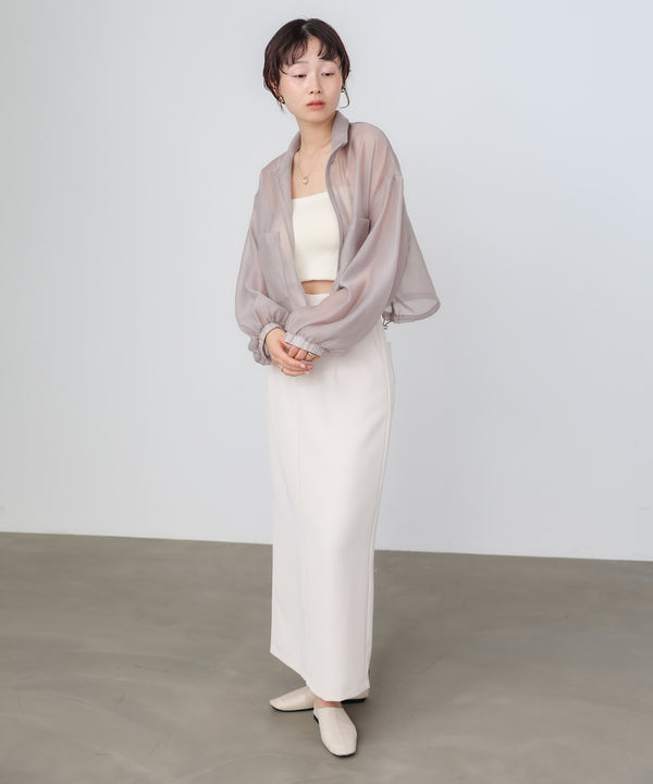 スタンド襟シアーブルゾン