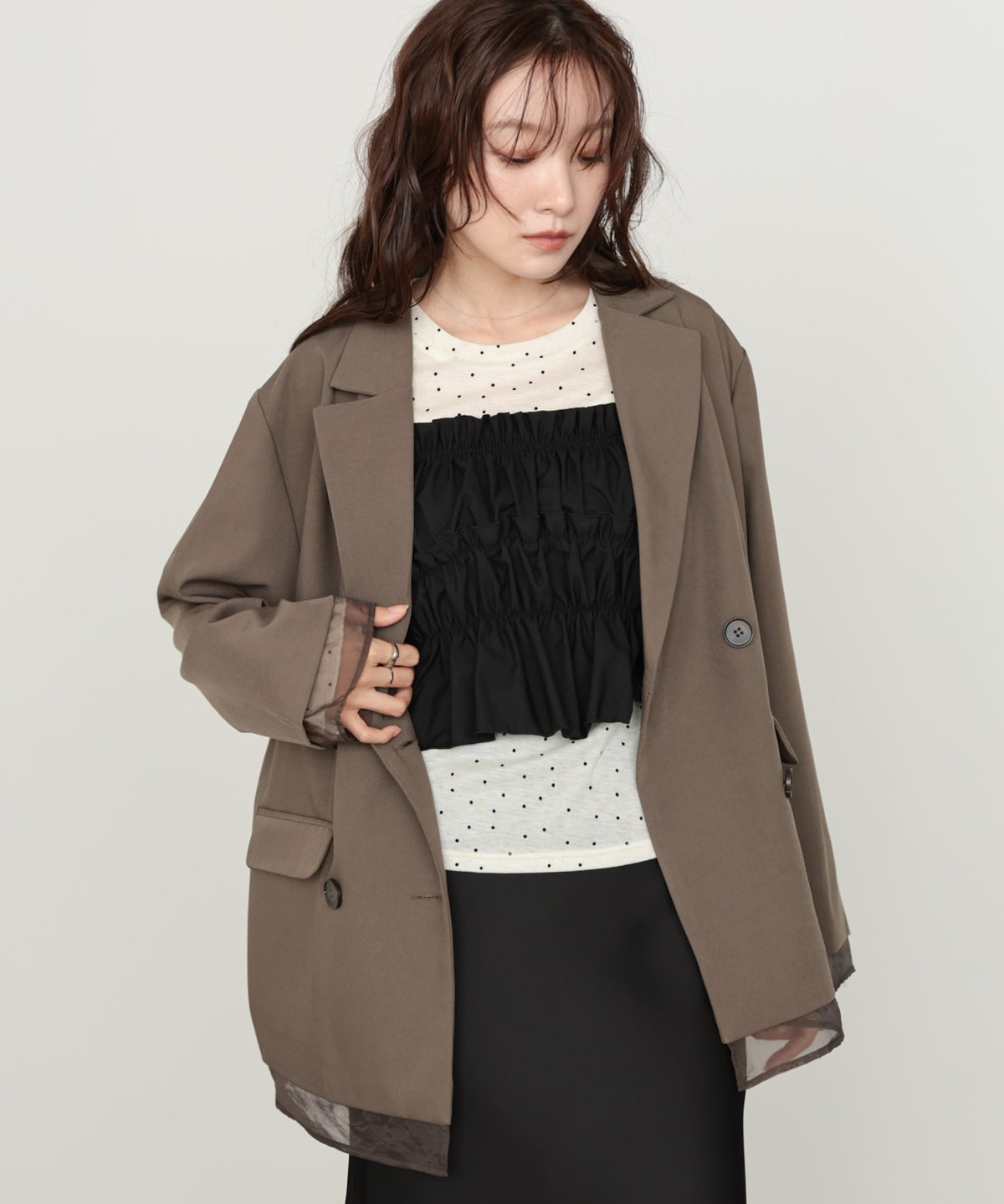 シアー切替ダブルテーラードＪＫ