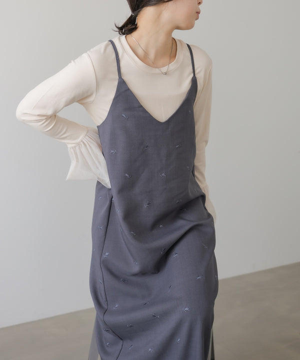 【セットアップ対応】刺繍バックリボンキャミワンピース