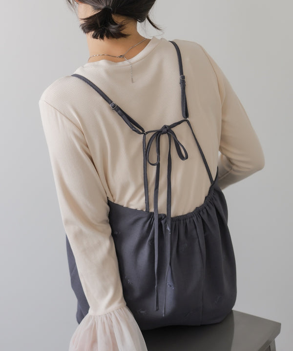 【セットアップ対応】刺繍バックリボンキャミワンピース