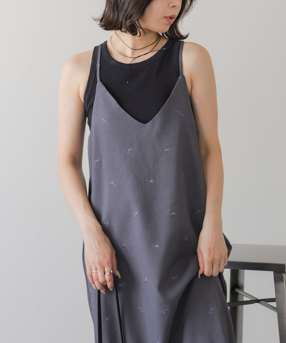 【セットアップ対応】刺繍バックリボンキャミワンピース